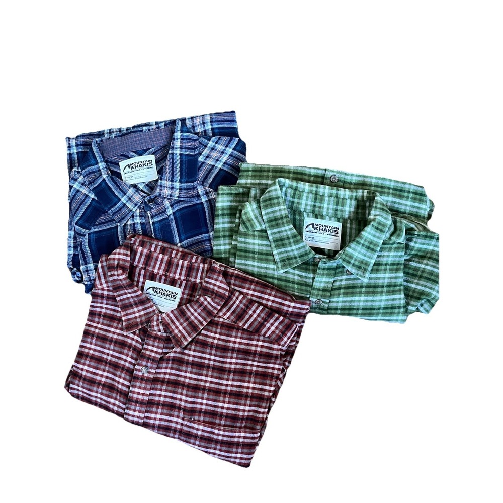 Mountain Khakis Shirts Lot Of 3 Mens X-Large Plaid Gingham‎  Long Sleeve